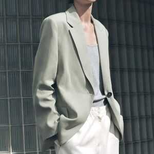 Mali Studios Crepe Blazer Pale Sage Green